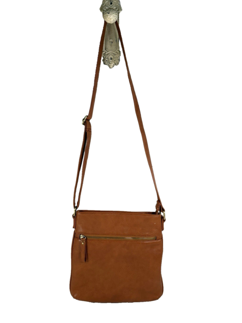 G.H. Bass & Co. Brown Zip Top Leather Crossbody Bag